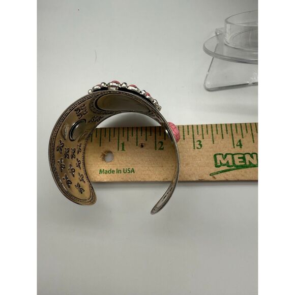 Pink & Silver Howlite Necklace Cuff Bracelet Set - Picture 6 of 8